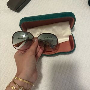 Gucci Women's Sunglasses - Red Frame with Green Tint